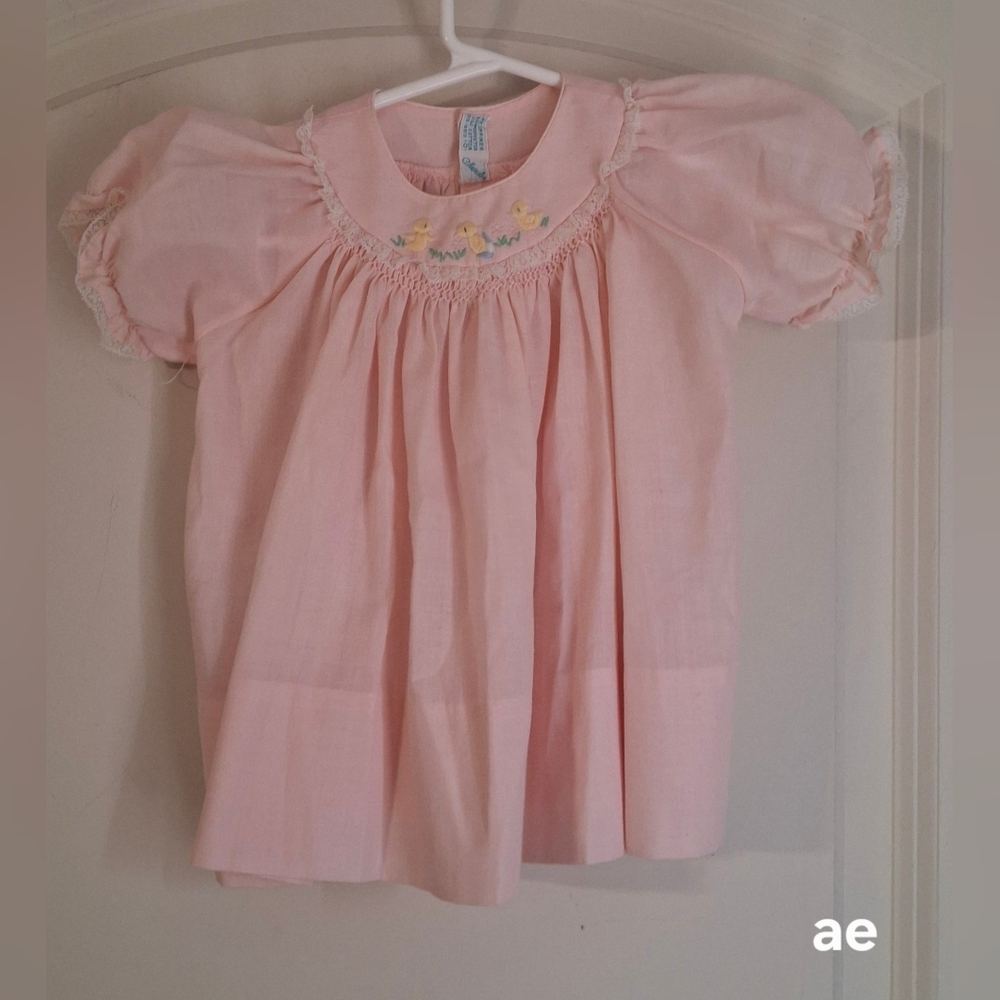 Vnt Pink Embroidered Kids Babydoll Top Dress Sz 0?one Size Clasicc Lighweight